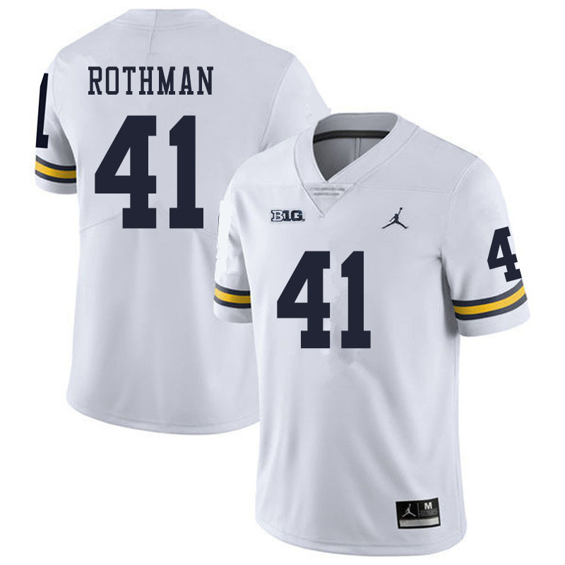 Men #41 Quinn Rothman Michigan Wolverines College Football Jerseys Sale-White